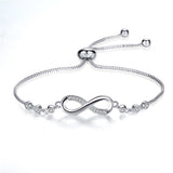 Pulseira Infinity ajustável em prata