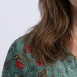 Marina | Vestido Maxi Floral com Decote em V e Manga Três Quartos