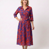 Oriana | Vestido Midi de Manga Longa com Gola e Cinto na Cintura