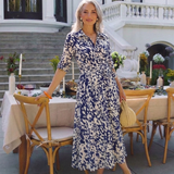 Oriana | Vestido Midi de Manga Longa com Gola e Cinto na Cintura