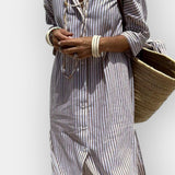 Luna | Vestido de camisa riscado