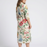 Maribel | Vestido Midi Floral de Manga Curta com Botões na Frente