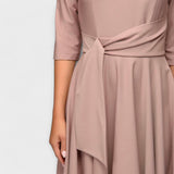 Ana - Vestido midi elegante com cintura com laço