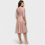 Ana - Vestido midi elegante com cintura com laço