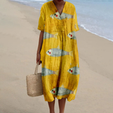 Marlee™ | Vestido de Verão com Estampa de Peixe Dourado