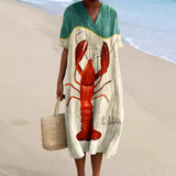 Marilee™ | Vestido de Verão com Estampa de Lagosta Costeira