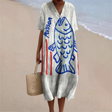 Seraphine™ | Vestido Midi de Peixe Coastal Sketch
