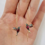 Brincos com colibri em esmalte e zircões