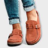 Mocassins ortopédicos femininos com fivela decorativa