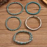 Conjunto de pulseiras boho com pedras turquesas