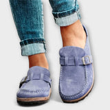 Mocassins ortopédicos femininos com fivela decorativa