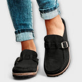 Mocassins ortopédicos femininos com fivela decorativa