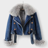 Thyra™ | Casaco de Denim com Forro de Pêlo Sintético