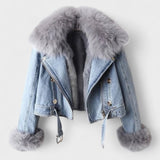 Thyra™ | Casaco de Denim com Forro de Pêlo Sintético
