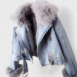 Thyra™ | Casaco de Denim com Forro de Pêlo Sintético