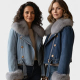 Thyra™ | Casaco de Denim com Forro de Pêlo Sintético