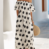 Vestido com Padrão de Bolinhas Preto e Branco em Estilo Resort