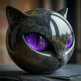 NyxCharm | Escultura de Cabeça de Gato Negro Místico