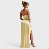 Ariel - Vestido Assimétrico Cetim Limão
