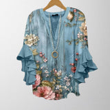 Olivia - Blusa vintage com padrão floral