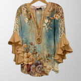 Olivia - Blusa Vintage com Padrão Floral