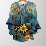 Olivia - Blusa Vintage com Padrão Floral