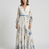 Lavinia | Vestido Maxi Floral de Manga Longa com Decote em V