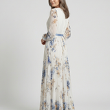 Lavinia | Vestido Maxi Floral de Manga Longa com Decote em V