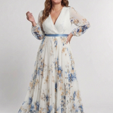 Lavinia | Vestido Maxi Floral de Manga Longa com Decote em V