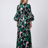 Isolde | Vestido Maxi de Manga Longa com Decote em V e Cinto na Cintura