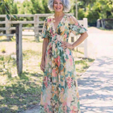 Eulalie | Vestido Midi de Manga Curta com Cintura Ajustada em V