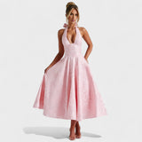 Effie - Vestido midi texturado com decote V