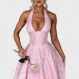 Effie - Vestido midi texturado com decote V