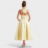 Effie - Vestido midi texturado com decote V