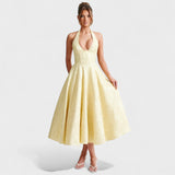 Effie - Vestido midi texturado com decote V