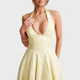Effie - Vestido midi texturado com decote V