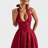 Effie - Vestido midi texturado com decote V