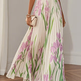 Nina - Vestido longo plissado floral