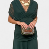 Florendra | Vestido Longo com Padrão Floral e Decote em V