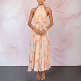 ESTHER | VESTIDO COM ESTAMPADO EM TONS DE ÁGUA