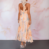 ESTHER | VESTIDO COM ESTAMPADO EM TONS DE ÁGUA