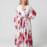 Lillian | Vestido Maxi Envolvente de Manga Longa Floral