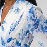 Lillian | Vestido Maxi Envolvente de Manga Longa Floral