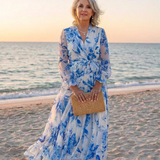 Lillian | Vestido Maxi Envolvente de Manga Longa Floral