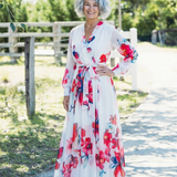 Lillian | Vestido Maxi Envolvente de Manga Longa Floral