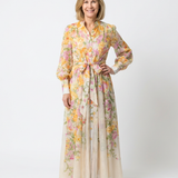 Cressida | Vestido Maxi Floral com Mangas Longas e Transparente