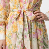 Cressida | Vestido Maxi Floral com Mangas Longas e Transparente