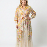 Cressida | Vestido Maxi Floral com Mangas Longas e Transparente