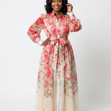 Cressida | Vestido Maxi Floral com Mangas Longas e Transparente
