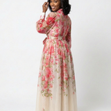Cressida | Vestido Maxi Floral com Mangas Longas e Transparente